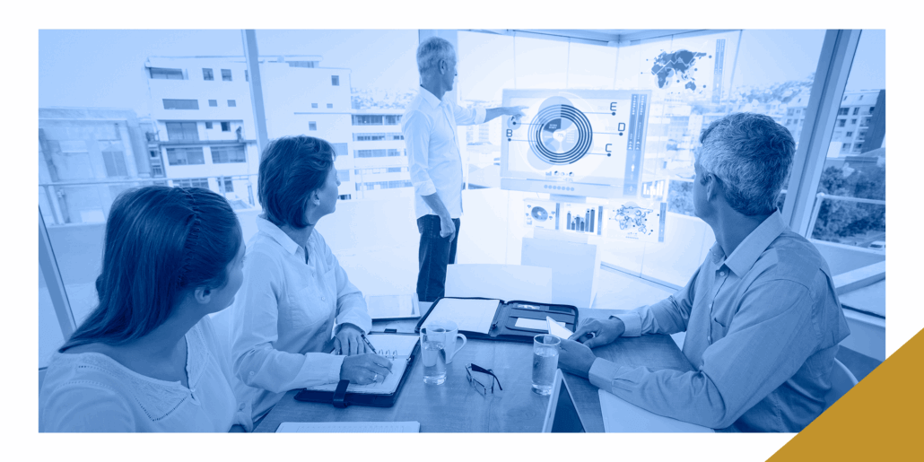 Leadership presentation in boardroom