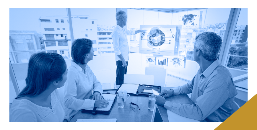 Leadership presentation in boardroom